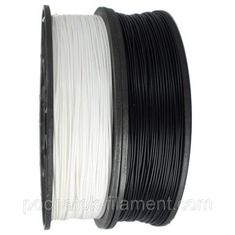 Набір 2в1 PLA філамент пластик для 3D друку Pochatok Filament 1,75 мм 0,75 кг Чорний та Білосніжний 16002 фото