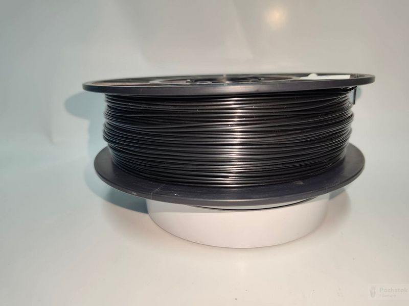 PLA філамент нитка пластик для 3D принтера Pochatok Filament 1,75 мм Двокольоровий Чорний-срібний Шовк+металік 0,75 кг 13311 фото