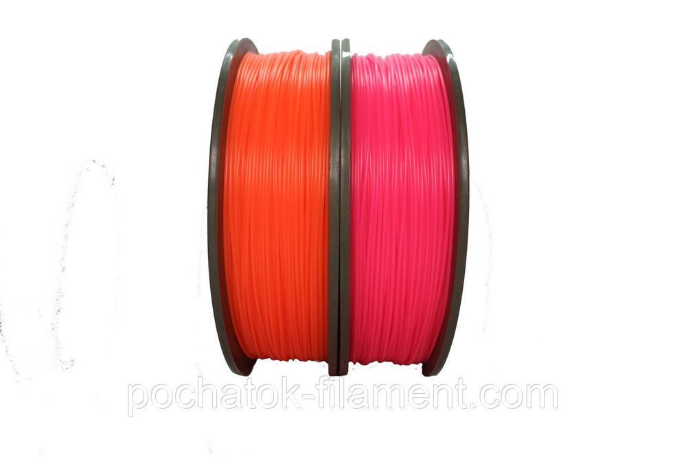 Набір 2в1 PLA філамент пластик для ЗD друку Pochatok Filament 1,75 мм. 0,75 кг Помаранчевий та&nbsp;Рожевий флуоресцентний 16009 фото
