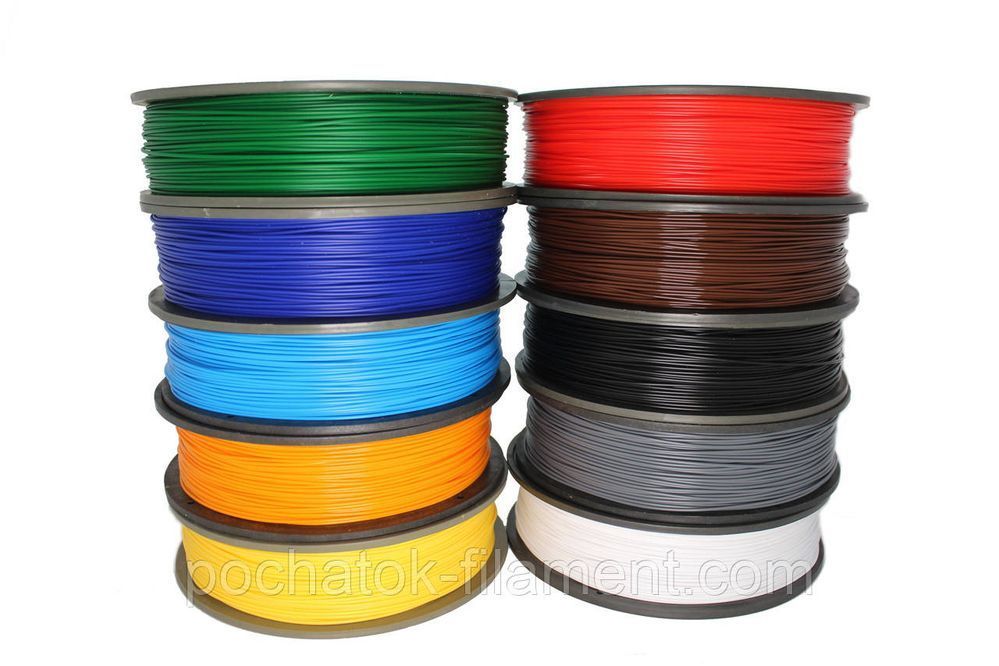Набір 10в1 PLA філамент пластик для ЗD друку Pochatok Filament 1,75мм 0,75 кг Веселка + чорний, білий та сірий 16010 фото