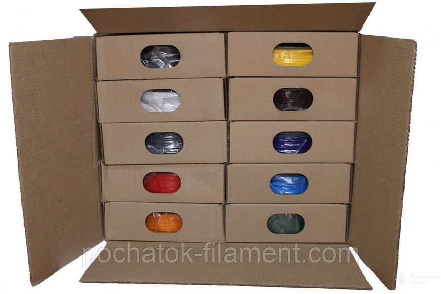 Набір 10в1 PLA філамент пластик для ЗD друку Pochatok Filament 1,75мм 0,75 кг Веселка + чорний, білий та сірий 16010 фото