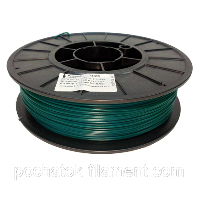 PLA филамент нить пластик для 3D принтера Pochatok Filament 1,75 мм Темно-зеленый 0,75 кг 13015 фото