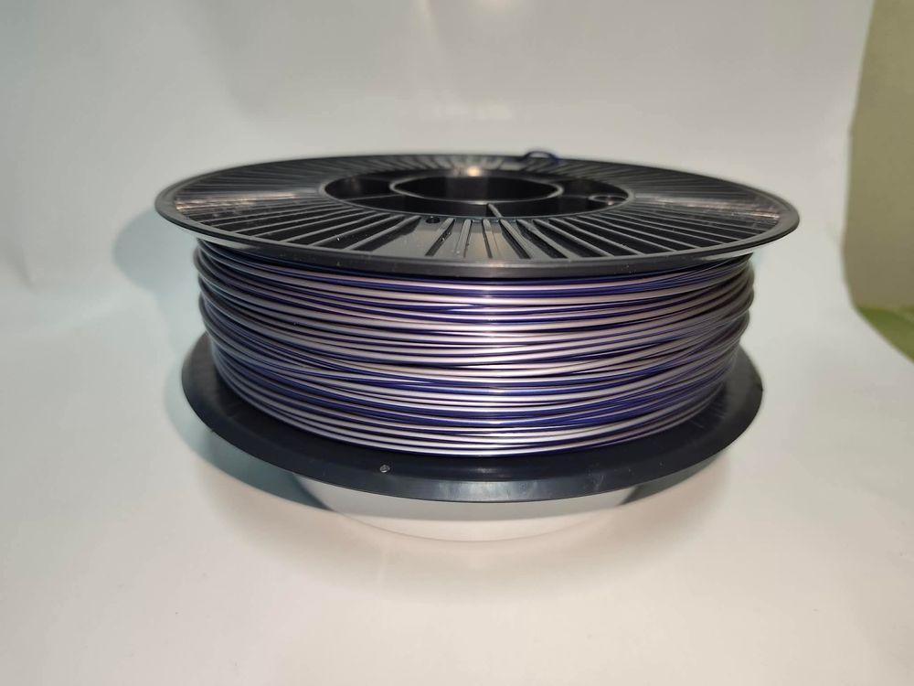 PLA філамент нитка пластик для 3D принтера Pochatok Filament 1,75 мм Двокольоровий Сигнально-синій металік - Сірий металік 0,75 кг 13304 фото