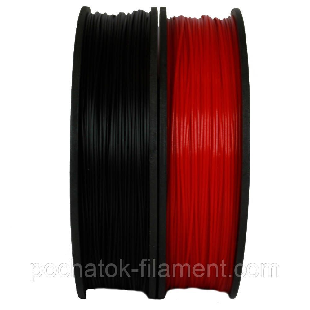 Набір 2в1 PLA філамент пластик для 3D друку Pochatok Filament 1,75 мм 0,75 кг Чорний та Червоний 16005 фото