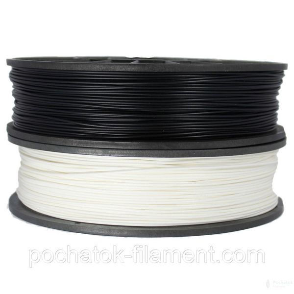 Набор 2в1 PLA филамент пластик для 3D принтера Pochatok Filament 1,75 мм 0,75 кг Черный и Теплый белый 16003 фото