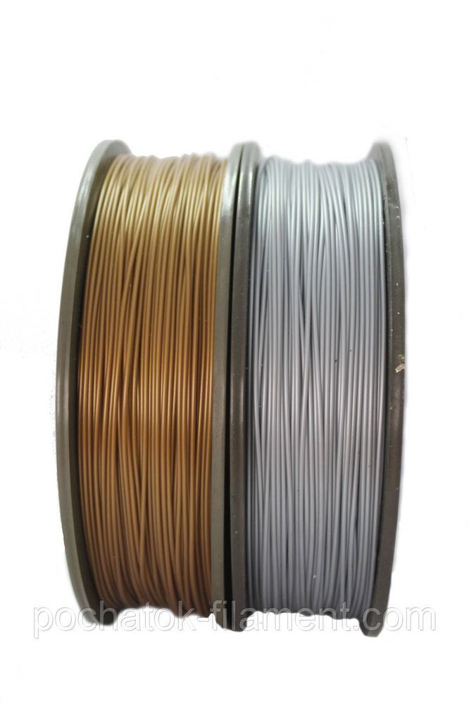 Набір 2в1 PLA філамент пластик для ЗD друку Pochatok Filament 1,75 мм по 3 кг Золотий та Срібний 46014 фото