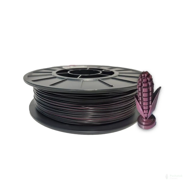 PLA филамент нить пластик для 3D принтера Pochatok Filament 1,75 мм Двухцветный Черный-фиолетовый Шелк+металлик 0,75 кг 13316 фото
